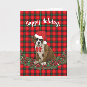 prettige feestdagen Pet Boxer Puppy Pset Santa Hat Kaart