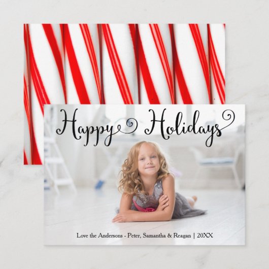 prettige feestdagen Photo Candy Cane -3x5Kerstkaar Kaart (Voorkant / Achterkant)