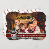 prettige feestdagen Photo Cute Snowman Fancy Cut Feestdagenkaart (Voorkant / Achterkant)