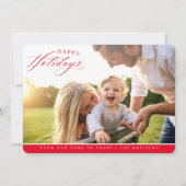 prettige feestdagen PHOTO elegant calligrafie rood Feestdagenkaart (Voorkant)