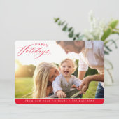 prettige feestdagen PHOTO elegant calligrafie rood Feestdagenkaart (Staand voorkant)