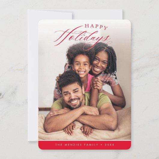 prettige feestdagen PHOTO modern kalligrafie rood Feestdagenkaart (Voorkant)