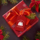 Prettige feestdagen Pijnbomen Country Christmas Cadeaulabel