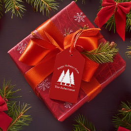 Prettige feestdagen Pijnbomen Country Christmas Cadeaulabel