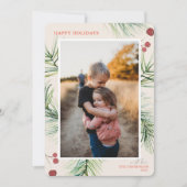 prettige feestdagen Pine Berries Koral Foto Feestdagenkaart (Voorkant)