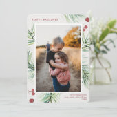 Prettige feestdagen Pine bessen Foto Feestdagenkaart (Staand voorkant)