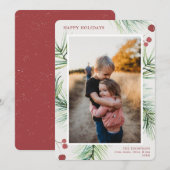 Prettige feestdagen Pine bessen Foto Feestdagenkaart (Voorkant / Achterkant)