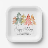 Prettige feestdagen Pine Bomen Kerstfeest Papieren Bordje (Voorkant)