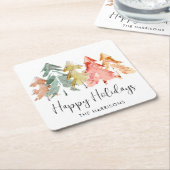 Prettige feestdagen Pine Bomen Waterverf Kerst Kartonnen Onderzetters (Schuin)