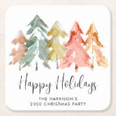 Prettige feestdagen Pine Boom Kerstfeest Kartonnen Onderzetters (Voorkant)