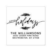 prettige feestdagen Pine Bough-kerstretouradres Zelfinktende Stempel (Design)