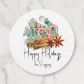 prettige feestdagen Pine Candy Cane Bouquet Bedankjes Labels (Achterkant)
