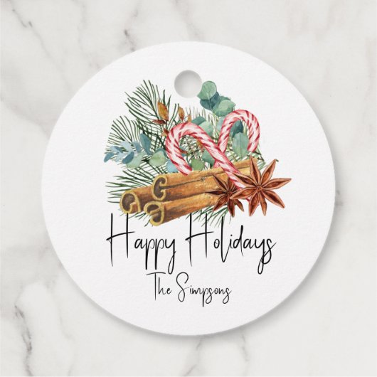 prettige feestdagen Pine Candy Cane Bouquet Bedankjes Labels (Achterkant)