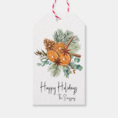Prettige Feestdagen Pine Orange spice Boeket Cadeaulabel (Voorkant)