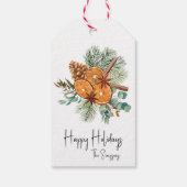 Prettige Feestdagen Pine Orange spice Bouquet Cadeaulabel (Achterkant)