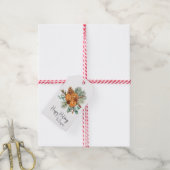 prettige feestdagen Pine Oranje kruid Bouquet Cadeaulabel (Met Touw)