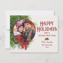 Prettige feestdagen Pine Ornament plat Feestdagenkaart