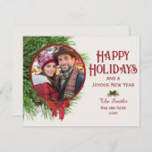 Prettige feestdagen Pine Ornament plat Feestdagenkaart (Voorkant / Achterkant)