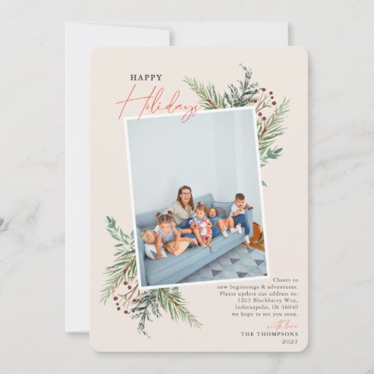 prettige feestdagen Pine Tan Moving Announge Feestdagenkaart (Voorkant)