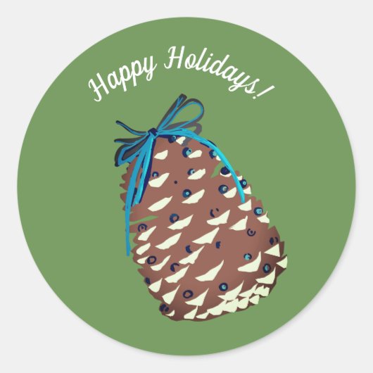 prettige feestdagen Pinecone Sticker (Voorkant)