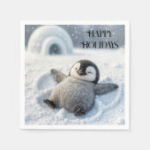 Prettige feestdagen Pinguïn Chick Een Sneeuwengel  Servet (Voorkant)