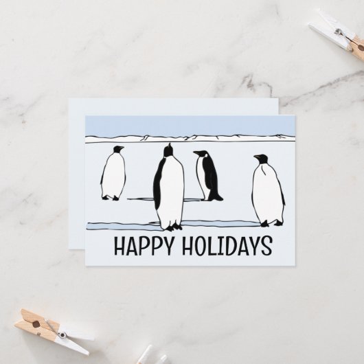Prettige feestdagen Pinguïn Winter Christmas Cool Kaart (Voorkant / Achterkant in situ)