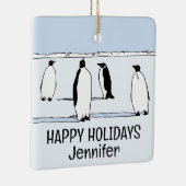 Prettige feestdagen Pinguïn Winter Christmas Cool  Keramisch Ornament (Rechts)