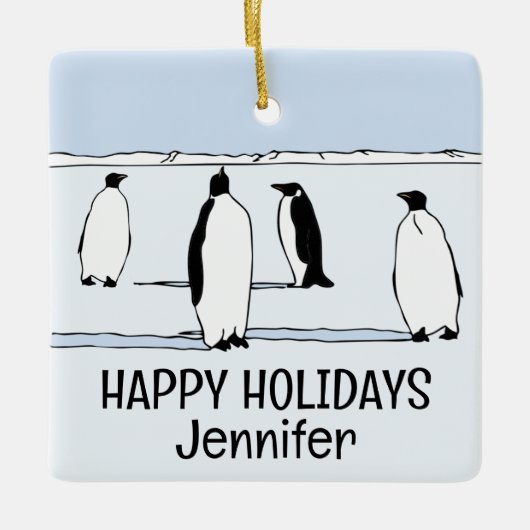 Prettige feestdagen Pinguïn Winter Christmas Cool  Keramisch Ornament (Voorkant)