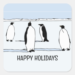 Prettige feestdagen Pinguïn Winter Christmas Cool Vierkante Sticker