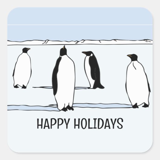 Prettige feestdagen Pinguïn Winter Christmas Cool Vierkante Sticker (Voorkant)