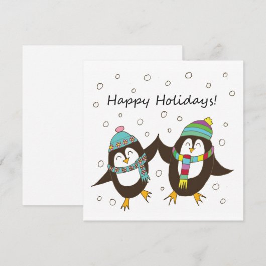prettige feestdagen Pinguins Flat Card Feestdagenkaart (Voorkant / Achterkant)