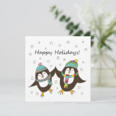 prettige feestdagen Pinguins Flat Card Feestdagenkaart (Staand voorkant)