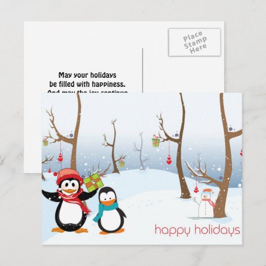 Prettige feestdagen Pinguïns Winter Scene, (Voorkant / Achterkant)
