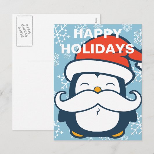 Prettige feestdagen Pinguïnsnor trend (Voorkant / Achterkant)