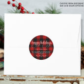 Prettige Feestdagen, Plaid Envelope Seal of Gift L Ronde Sticker
