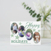 Prettige feestdagen Plaid Green Cream Sterren 4 Fo Briefkaart (Staand voorkant)