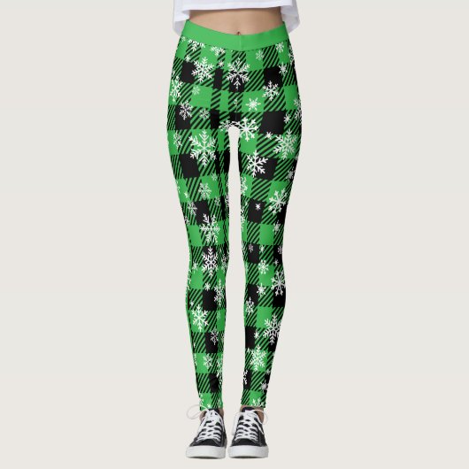 Prettige feestdagen Plaid "?" Leggings (Voorkant)