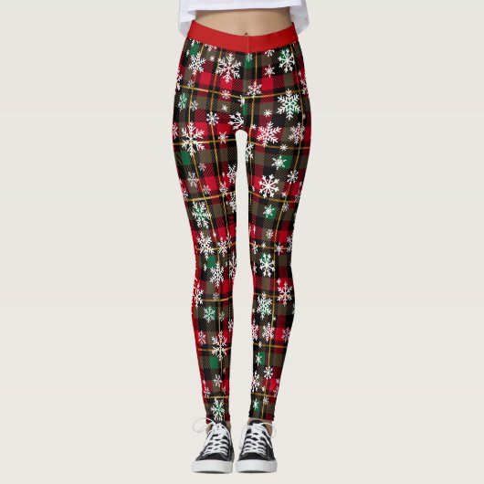 Prettige feestdagen Plaid "?" Leggings (Voorkant)
