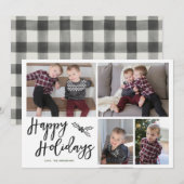 Prettige feestdagen Plaid Photo Card Feestdagenkaart (Voorkant / Achterkant)