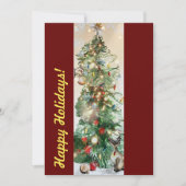 Prettige Feestdagen Plat Kerstkaart met Kerstboom (Voorkant)