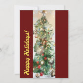 prettige feestdagen platte Kaart met kerstboom (Voorkant)