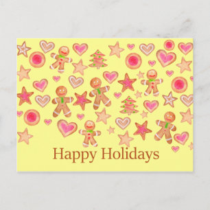 Prettige feestdagen (plural:) de koekjes van de briefkaart