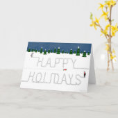 Prettige feestdagen (plural:) geschreven in sneeuw kaart (Gele Bloem)