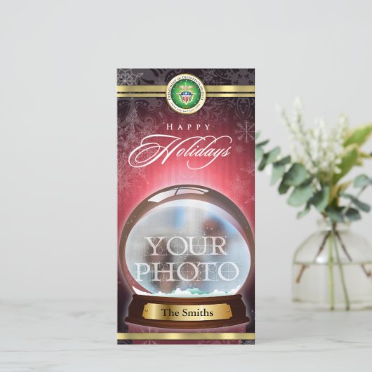 Prettige feestdagen (plural:) het Wereldbol van de Feestdagenkaart (Staand voorkant)