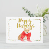 Prettige feestdagen (plural:) Kaart Corgi (Staand voorkant)