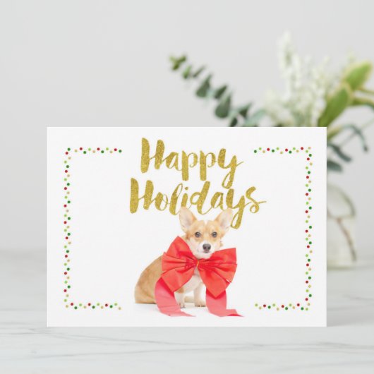 Prettige feestdagen (plural:) Kaart Corgi (Staand voorkant)