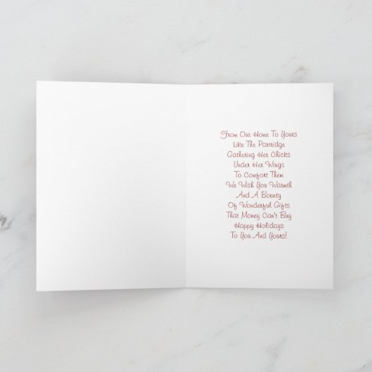 Prettige feestdagen (plural:) Patrijs in een Groet (Binnen)