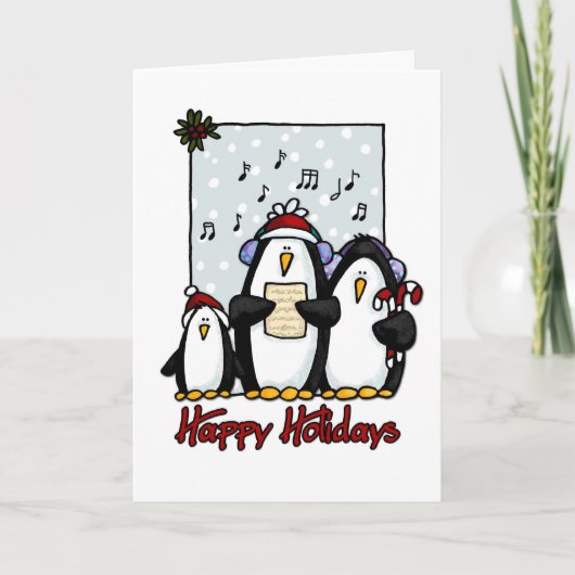 prettige feestdagen (plural:) pinguïnen kaart (Voorkant)