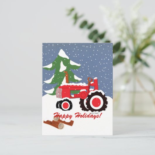 Prettige feestdagen (plural:)! Rode Tractor (Staand voorkant)