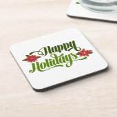 prettige feestdagen Poinsettia Bier Onderzetter (Linkerzijde)